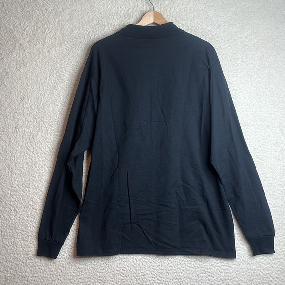 NWOT Jerzees Spot Shield Mens Black Cotton Blend Long Sleeve Polo Shirt M MEDIUM - Picture 6 of 8